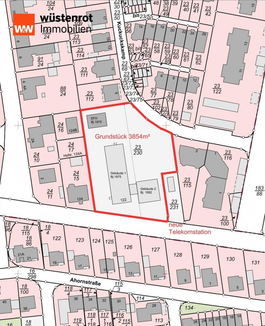 Liegenschaftskarte mit Bezeichnung Gewerbegrundst�ck Langenhagen