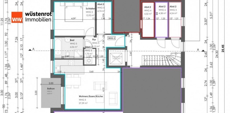 Grundriss bema�t Whg.-Nr. 5 Etagenwohnung Sarstedt